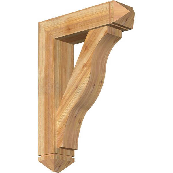 Ekena Millwork Funston Arts and Crafts Rough Sawn Bracket w/ Offset Brace, Western Red Cedar, 8"W x 30"D x 42"H BKT0806X30X42FST03RWR - main